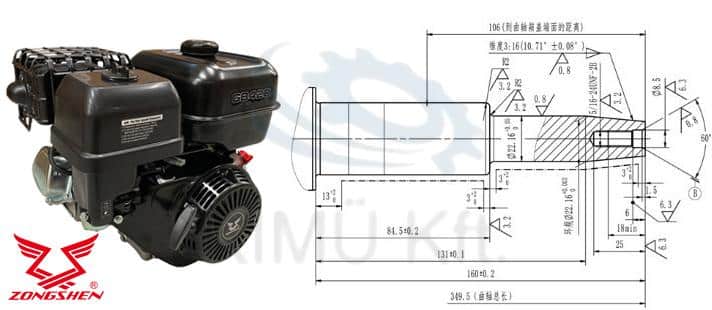 Meghajtó Motor Zongshen Gb420 420Cc 13,0 Kúpos Tengely