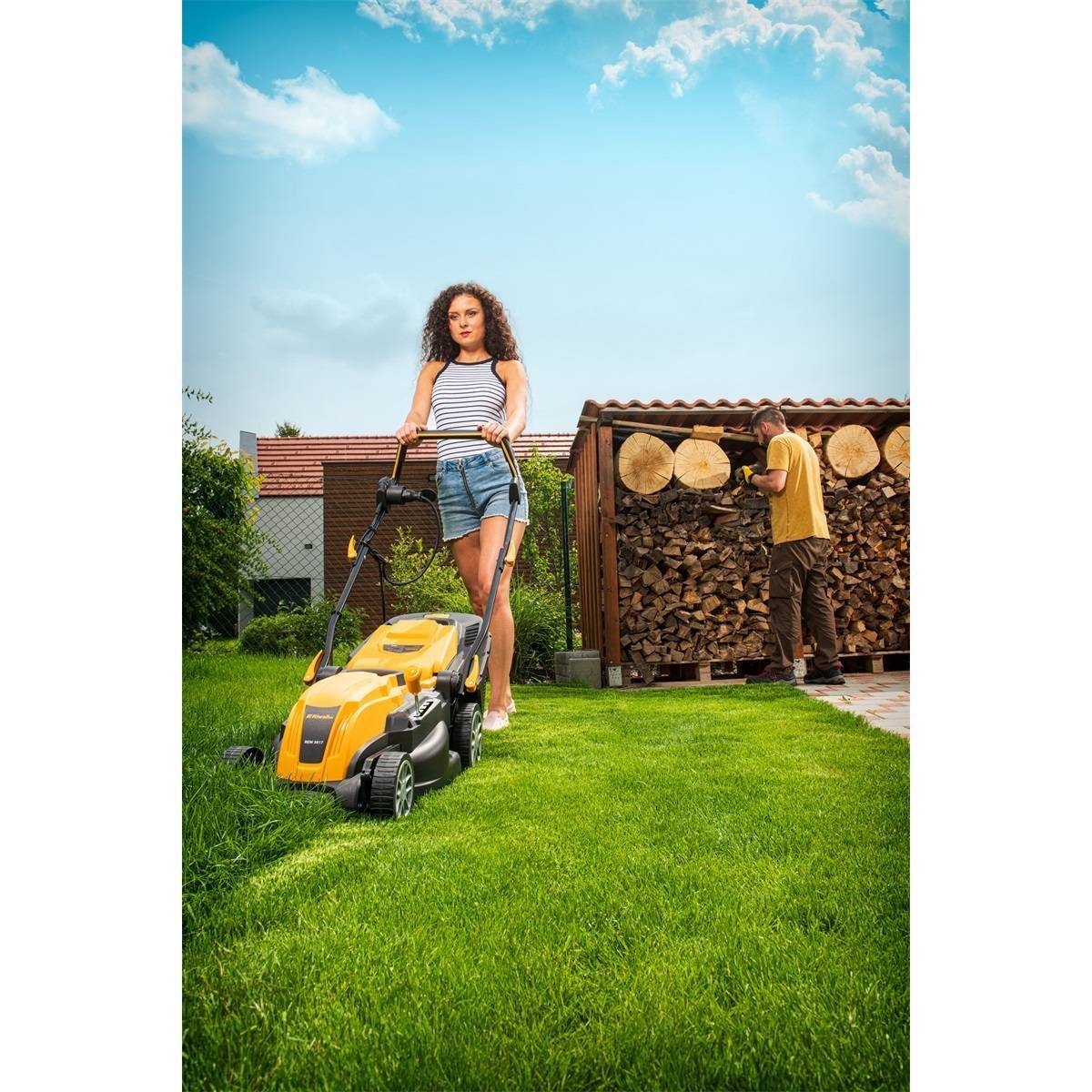 Fűnyíró fűgyűjtős elektromos Riwall REM 3817 38 cm, 1700 w - Image 4