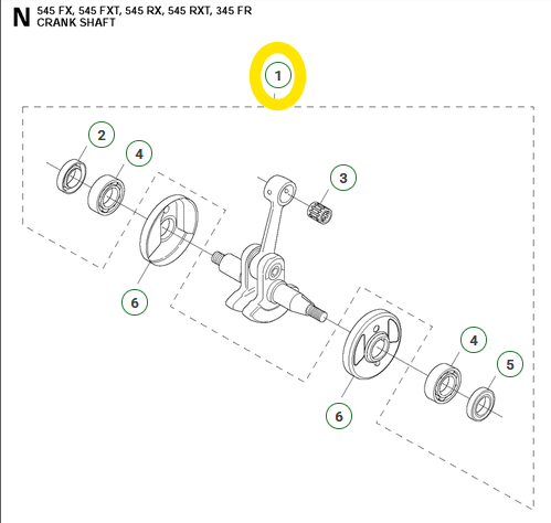 Husqvarna főtengely 545RX, 545RXT, 345FR 577274801