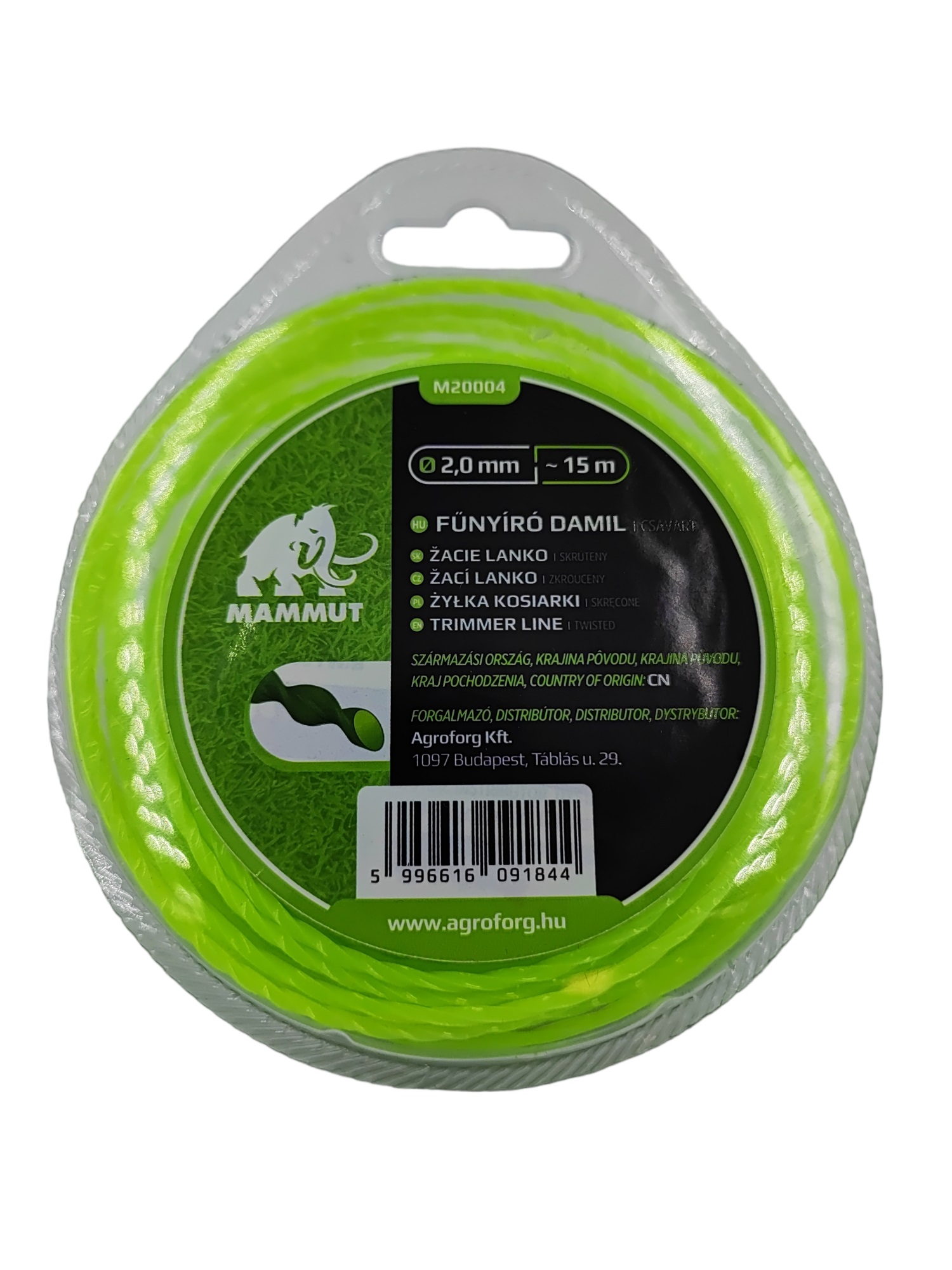 Damil 2.0mm szögletes csavart 15 méter MAMMUT bliszteres