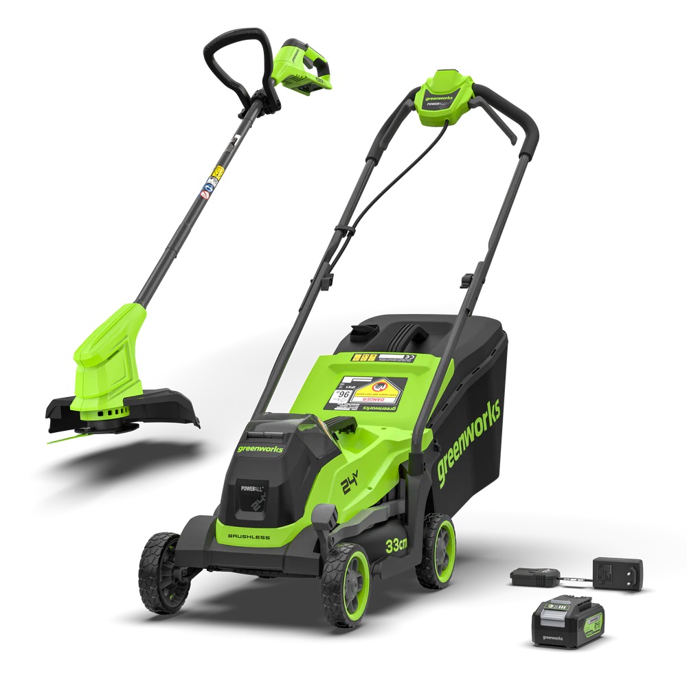 Fűnyíró fűgyűjtős akkumulátoros készlet Greenworks MTCK24B410-01 akku és töltővel